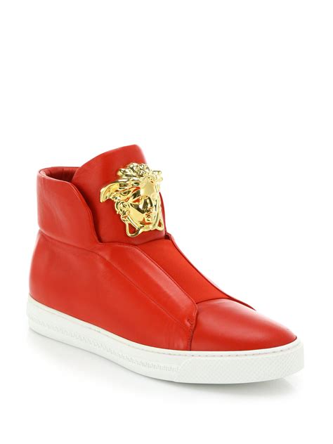 versace men's red sneakers.